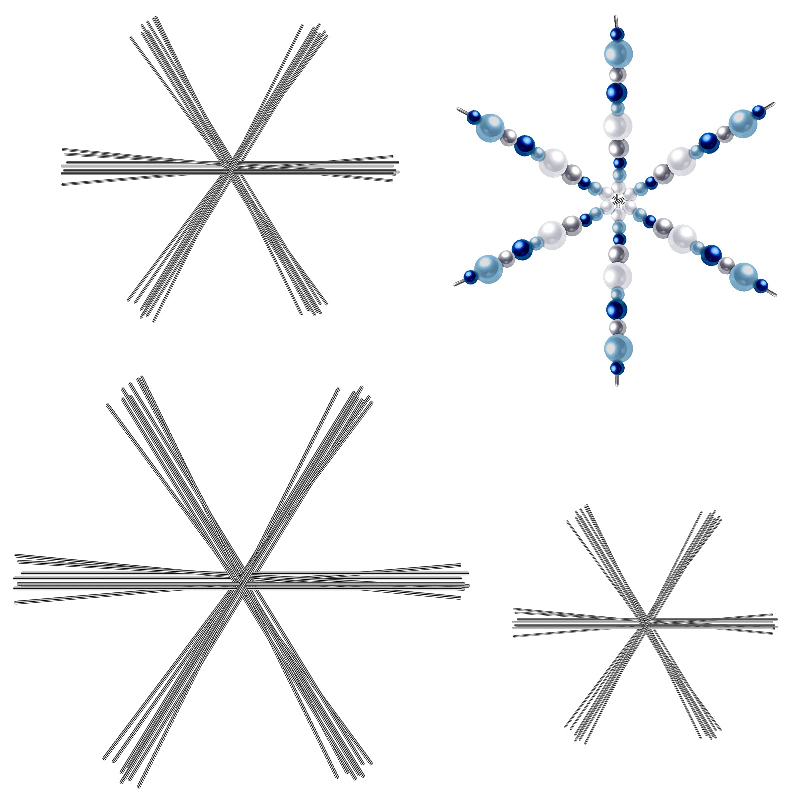 Hotop 24 Pcs Christmas Snowflake Wire Xmas Beading Supplies, 3.7/4.5/6 Inch | Xm
