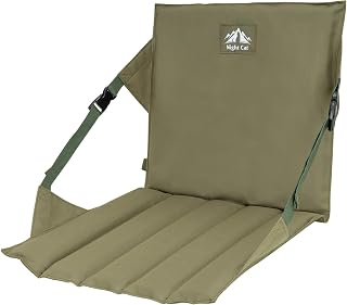 Night Cat Stadium Seat Cushion: Folding Portable Bleacher Seat Pads with Back Support for Camping Outdoor Sports Army Green