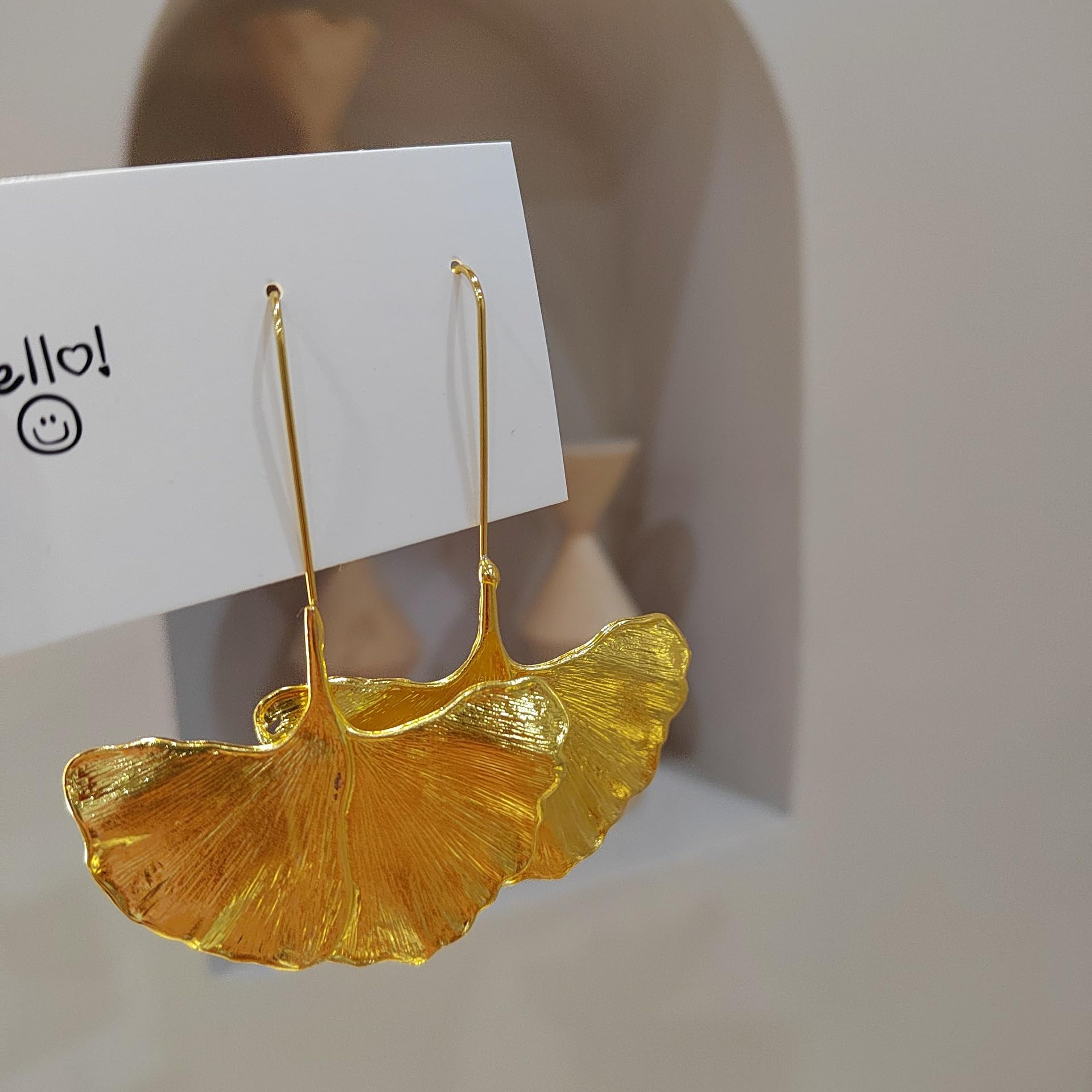 High End Ginkgo Leaf Pendant Earrings for Women Gold Leaf Pendant Earrings Exagg