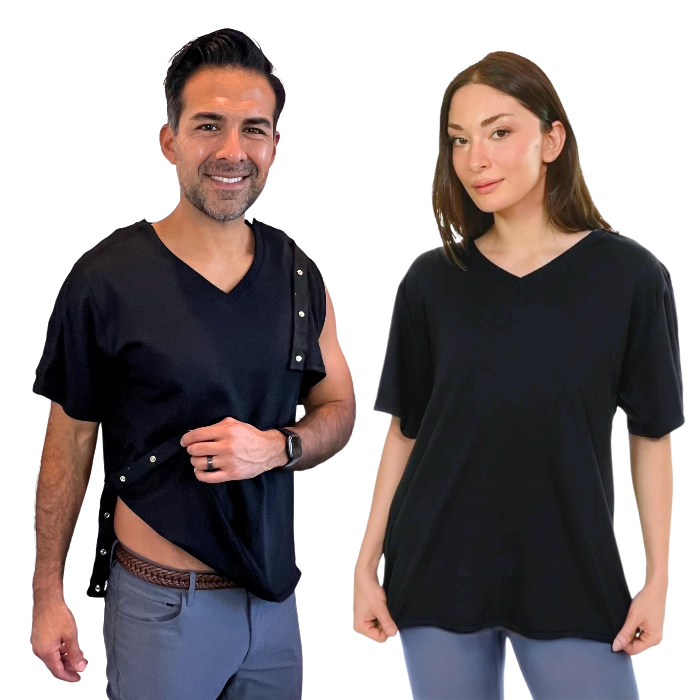 Inspired Comforts Unisex Post-Surgery & Rehab V-Neck Dual Access Snap Shirt