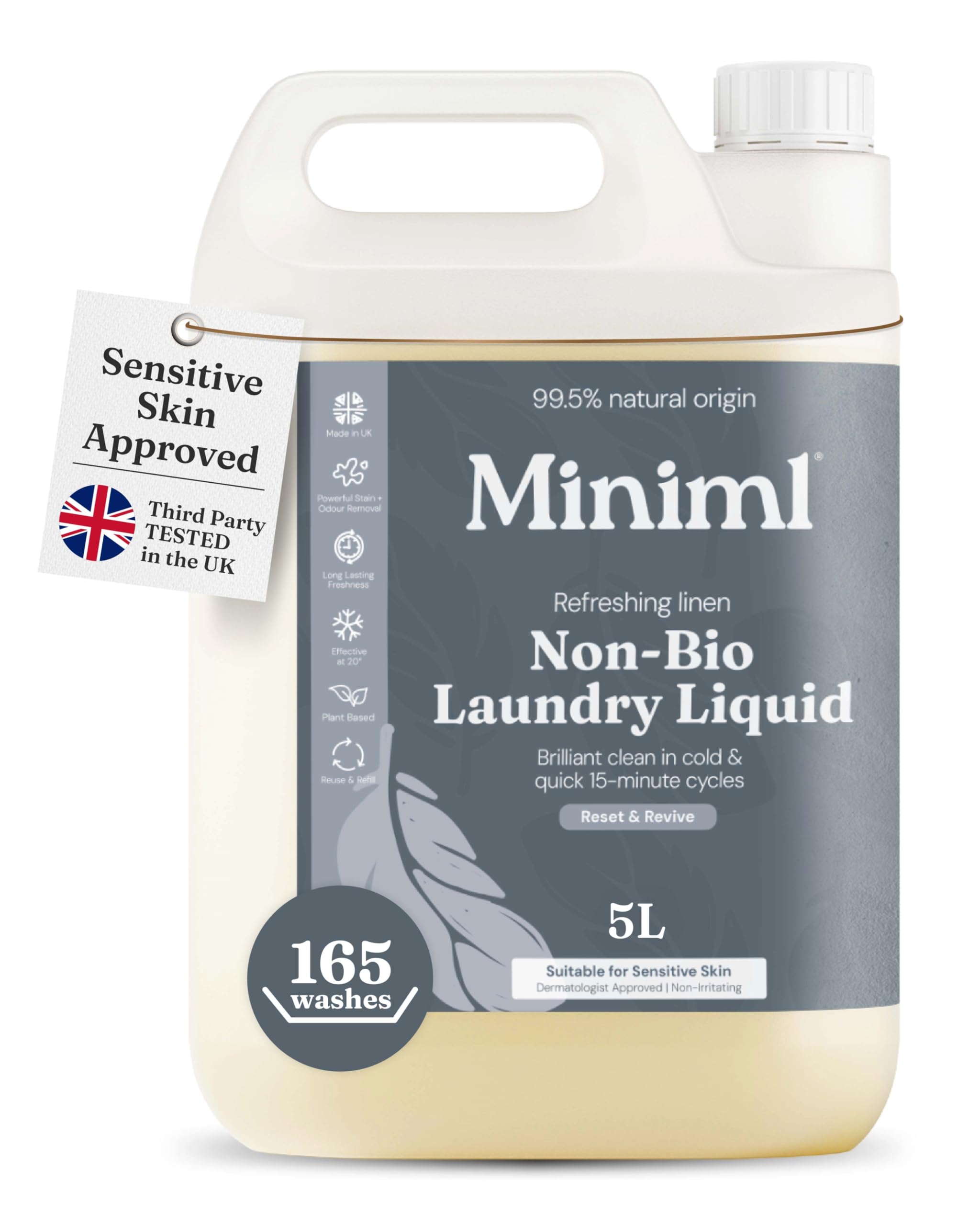 Miniml Eco Laundry Liquid Washing Detergent 5L Refill – Fresh Linen | Natural No