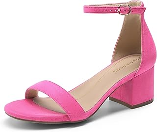 DREAM PAIRS Womens Bridal Sandals Glitter Ladies Mid Low Block Heels Ankle Strap Strappy Wedding Party Evening Prom Open Toe Shoes LOW-CHUNK