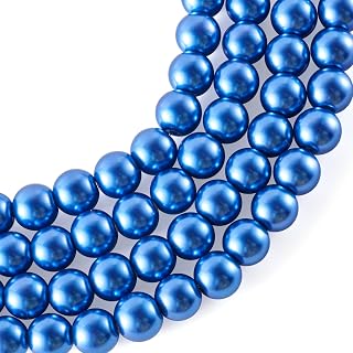 Approximately 105 Round 8mm Pearl Glass Beads, Kiln-Painted Tinted Pearl Glass Round Beads, Loose Spacer Beads for Jewelry Making, Necklaces, Bracelets, Crafts, Filler for