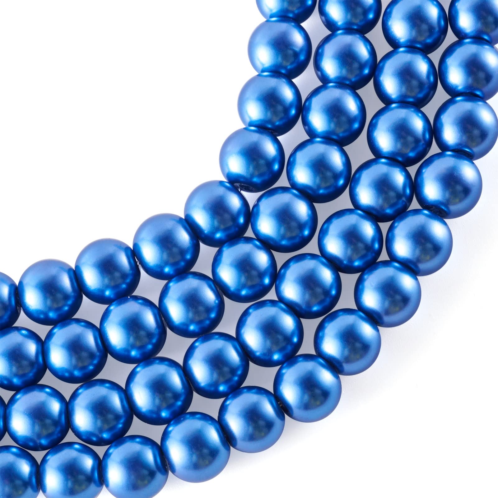 Approximately 105 Round 8mm Pearl Glass Beads, Kiln-Painted Tinted Pearl Glass R