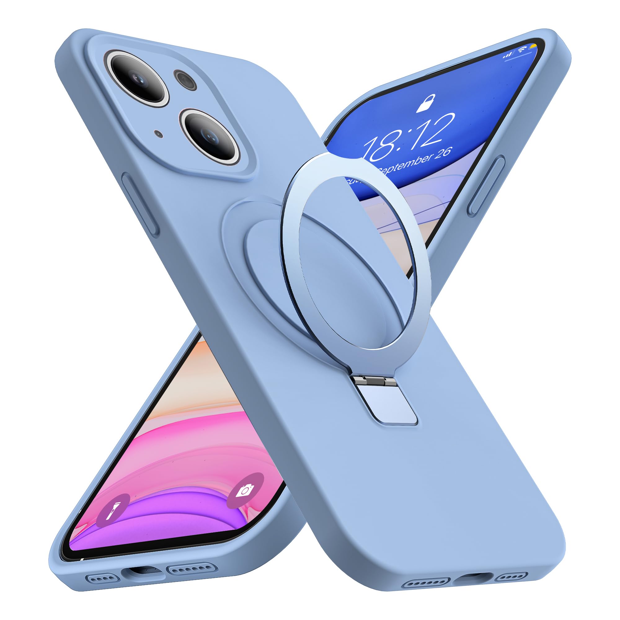SKYLMW Case for iPhone 14 with Stand,6.1" Blue