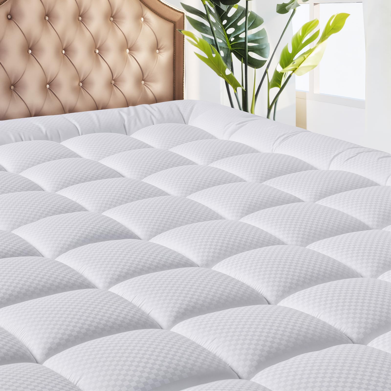 MATBEBY Queen Size Mattress Pad - Cooling Breathable Mattress Topper, Quilted Fi