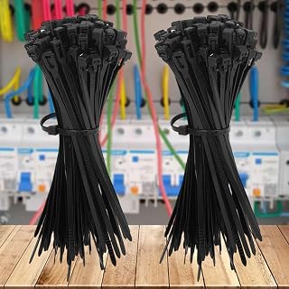100 Pcs Nylon Cable Ties Colorful Removable Cable Ties with Plastic Self-Locking Ring Fastener (Black)