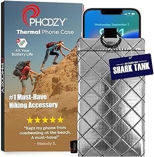 PHOOZY Apollo II Thermal Phone Case with NASA-Derived Technology - Extends Battery Life 4X in Hot or Cold Weather - Military Grade 8-Foot Drop Protection Insulated Pouch - Large Silver