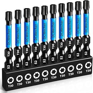 DCWecher 10-Pack T30 Torx Bit 2-Inch, T 30 Torx Bit Impact Magnetic | T30 Torx Star Bits for Impact Driver, S2 Steel, CNC Tips, 1/4-Inch Hex Shank for Power Drill, Decking, Auto and Furniture