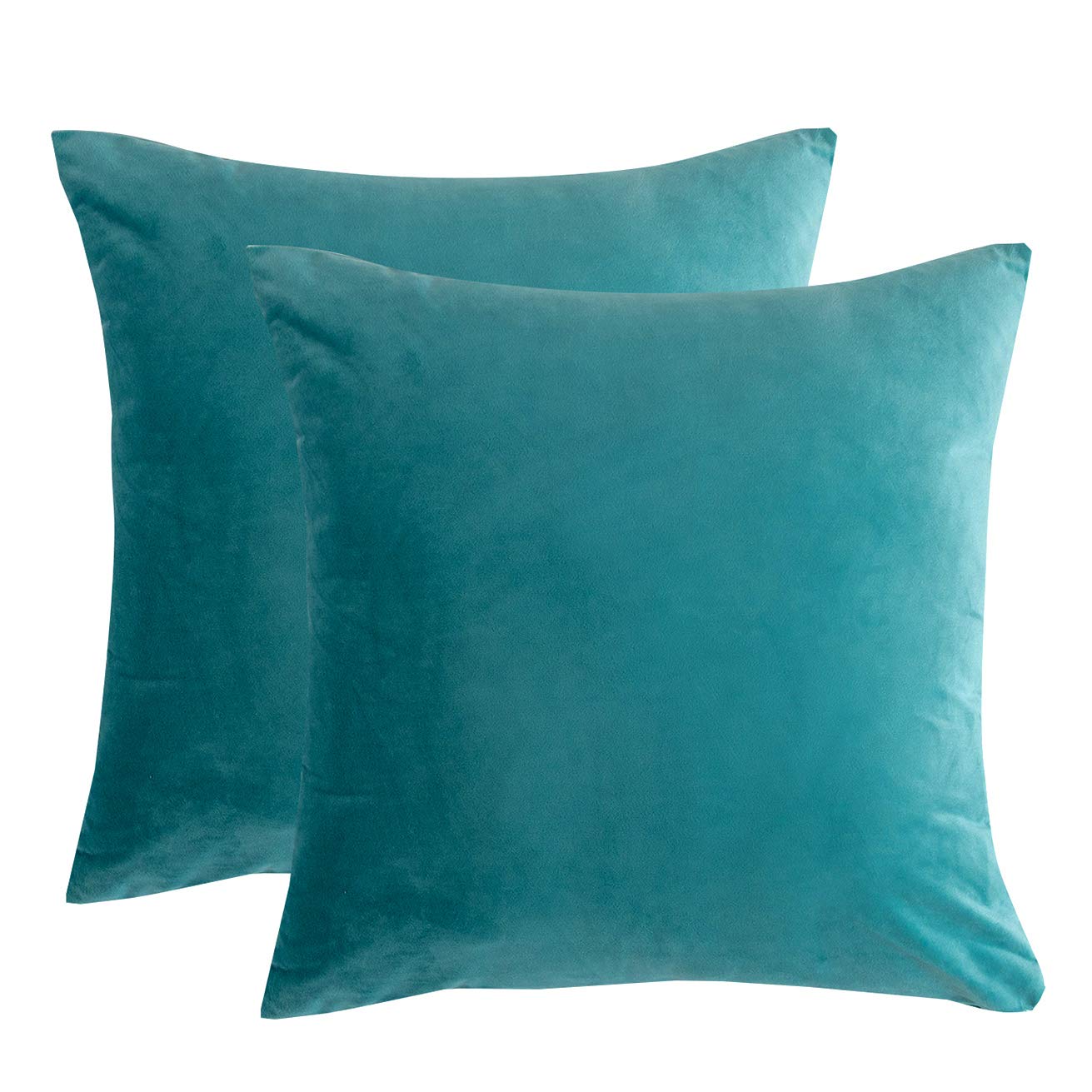 RainRoad Velvet Light Teal Throw Pillow Covers18x18 Inch,Set of 2