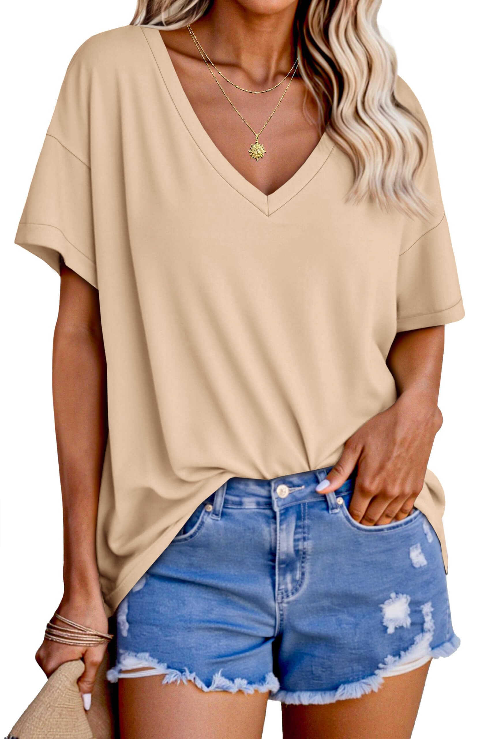 Tankaneo Oversized Short Sleeve T Shirts for Women Loose Fit