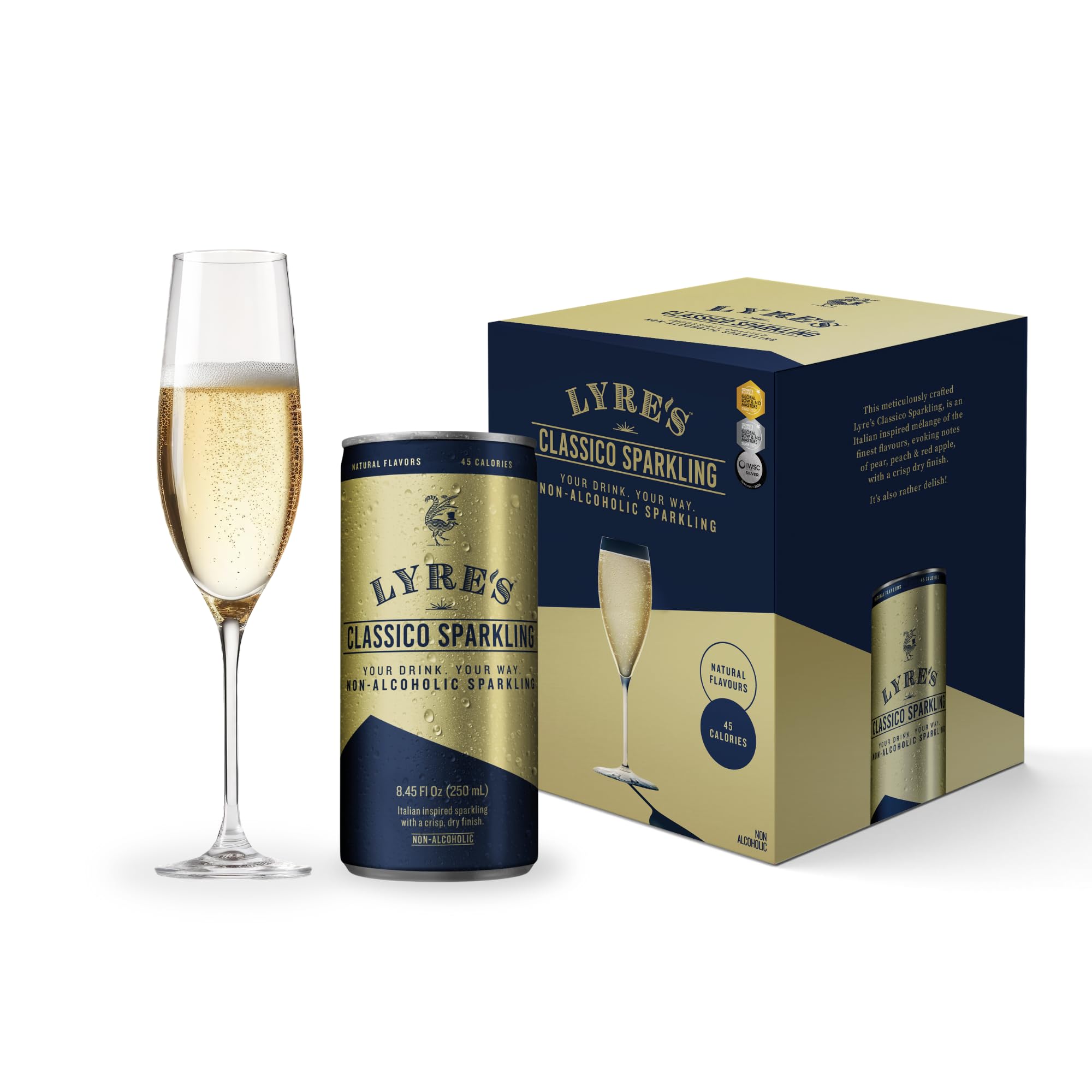 Lyre’s Classico Sparkling Wine 4-Pack, Non Alcoholic Wine, Canned Mocktails | 4 