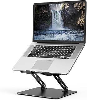 Gogoonike Adjustable Laptop Stand for Desk, Metal Laptop Riser Holder | Portable Desktop Book Stands, Foldable Ventilated Cooling Computer Notebook Stand Compatible with 10-15.6” Laptops, Tablets