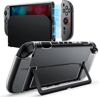 JETech Dockable Case for Nintendo Switch 2, Clear | Soft TPU Grip Cover for Joy-Con Detachable, Protective PC Back Shell, Anti-Scratch