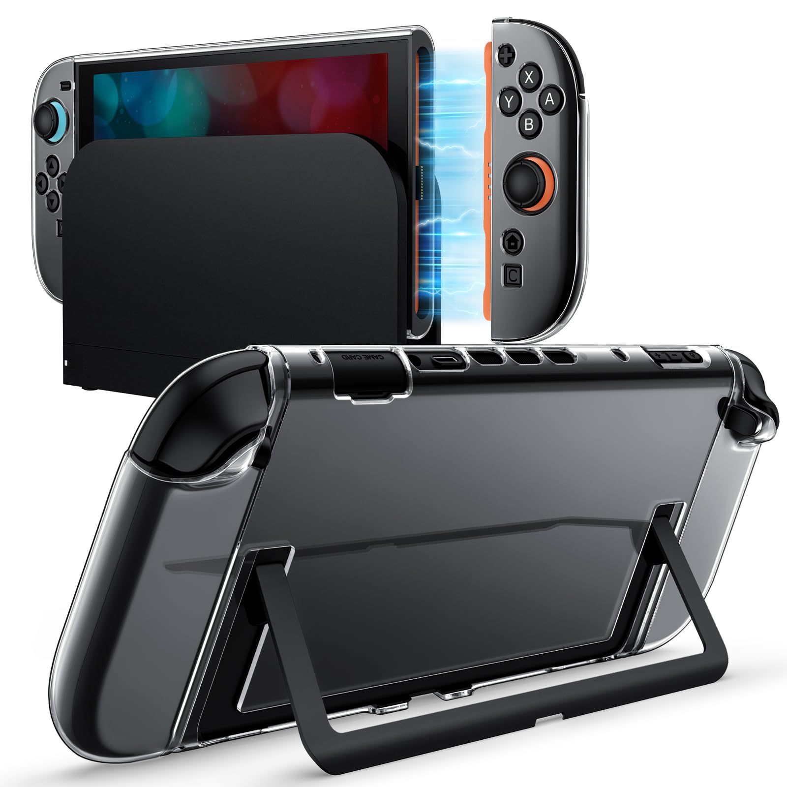 JETech Dockable Case for Nintendo Switch 2, Clear | Soft TPU Grip Cover for Joy-