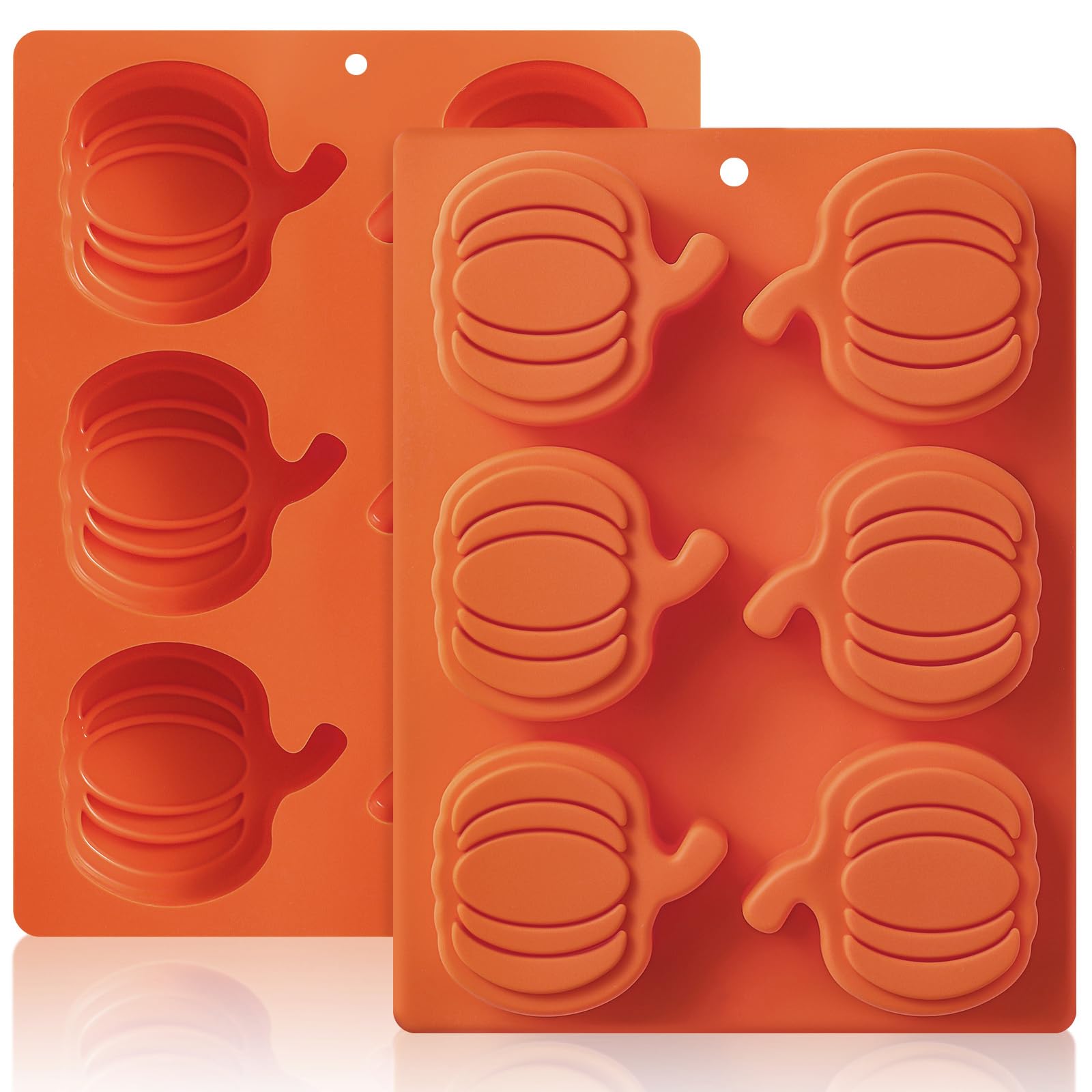 HKNMTT Pumpkin Silicone Molds 2 Pack 6 Cavity Halloween Mold Set for Fall Chocol