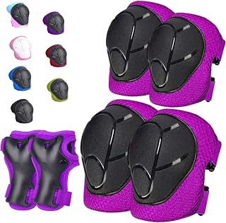 HocIece Kids/Youth Knee Pads Elbow Pads for 3-14Years Boys Girls 6 in 1 Kids Protective Gear Set Adjustable for Skating Cycling Bike Rollerblading Scooter Roller Skates