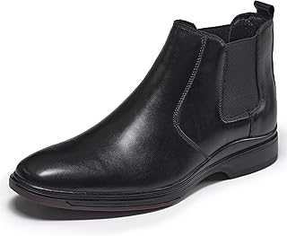 ArcBrothers Men's Chelsea Boots, Relaxed Fit Roomy Toe Box Design, Premium Leather Slip-on Ankle Boots, All-Day Comfort Grey,9