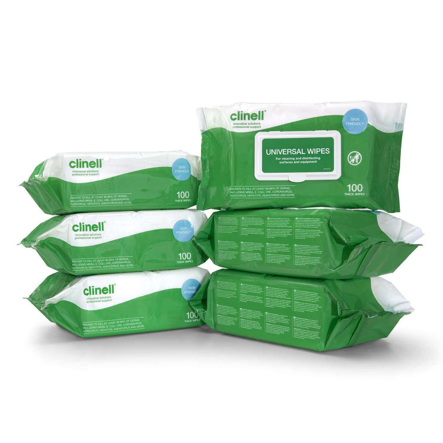 Clinell Universal Cleaning and Disinfectant Wipes for Surfaces (BCW100-1) - 6 Pa