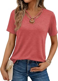 KILISU Magliette estive da donna con scollo a buco della serratura a maniche corte T-shirt alla moda con anello ritagliato sexy magliette casual alla moda 2026