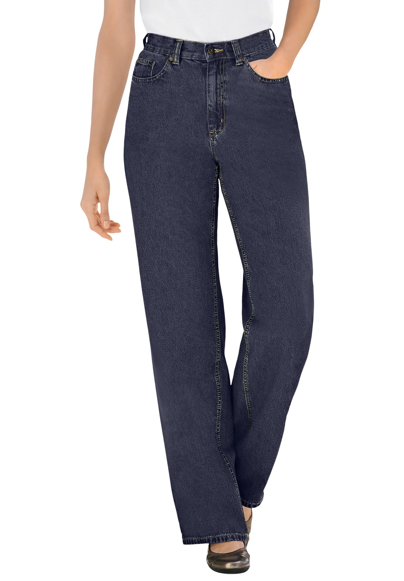 Woman Within Perfect Relaxed All-Cotton Denim Five-Pocket Jeans