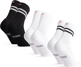 DANISH ENDURANCE Tennis Crew Socks, Cotton Sports Socks, 3 & 6-pack