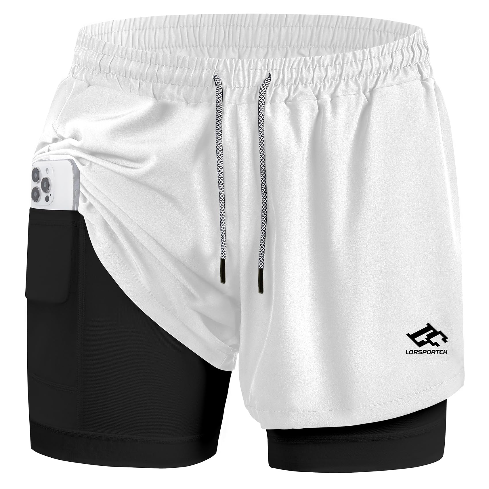 Men's 2 in 1 Running Shorts Men's Fitness Shorts Outdoor Marathon Training Short