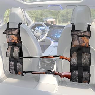 XIEEIX 2 Pack Seat Back Gun Rack for Truck,Gun Sling Bag,Molle Panel Truck Organizer,Camo Front Seat Gun Organizer Holder for Hunting Rifles/Shotguns