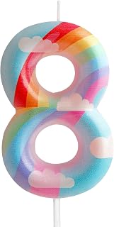 8th Birthday Candles Number 8 Pink Rainbow Birthday Party Cloud Rainbow Theme Lovely Design Birthday Cake Graduation Anniversary Wedding