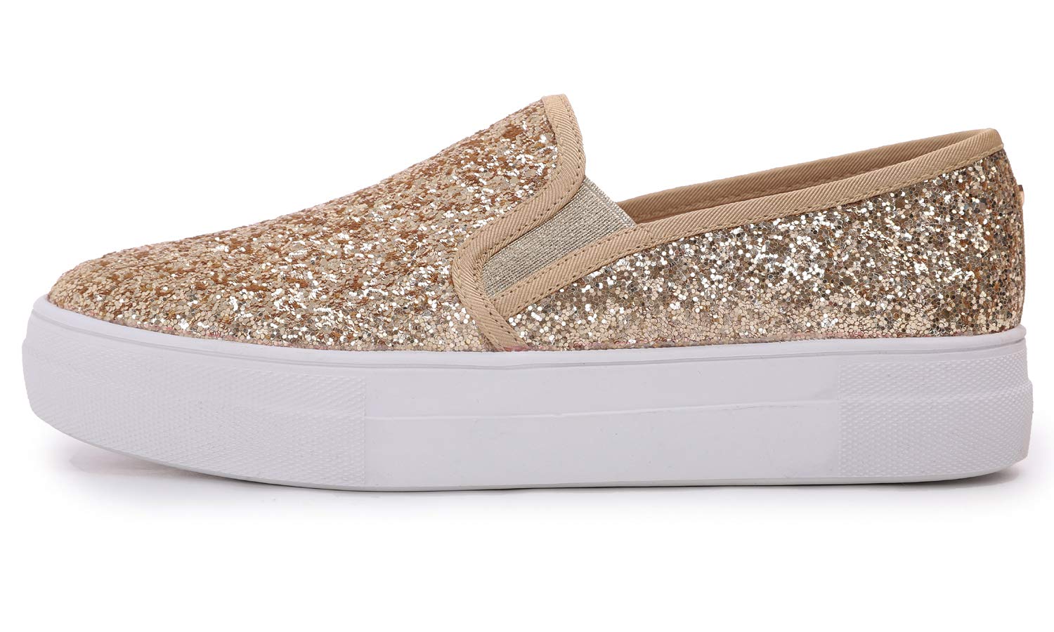 Feversole Women's Fashion Slip-On Trainer Casual Flat Loafers Skater Pumps Shini