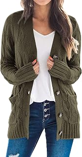 PRETTYGARDEN Women's Open Front Cardigan Sweaters Fall Fashion Button Down Cable Knit Chunky Winter Clothing Outerwear Coats