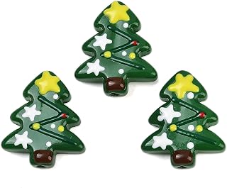 2 Green Christmas Tree Glass Beads Christmas Tree Handmade Lampwork Spacer Beads Christmas Jewelry Making Home Party Decoration
