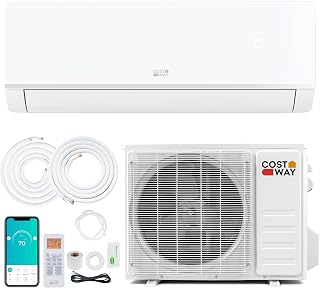 COSTWAY 12000 BTU Mini Split Air Conditioner & Heater, 20 SEER2 115V | Wifi Enabled, Compatible with Alexa, Inverter Split AC Up to 750 Sq. Ft, w/ Heat Pump & Installation Kit