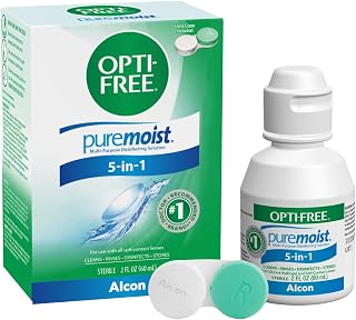 OPTI-FREE Puremoist Multi-Purpose Contact Lens Solution (2 Oz, Travel Pack) | Disinfecting Cleaner, Cleans, Rinses, Disinfects & Stores Soft & Silicone Hydrogel Lenses, Contact Lens Case Included