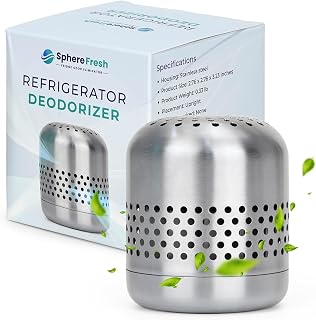 SphereFresh Fridge Deodorizer - Refrigerator Odor Eliminator Lasts Up to 10 Years, Natural Smell Absorber for Fresh Fridge and Freezer, No Batteries or Refills, Stainless Steel