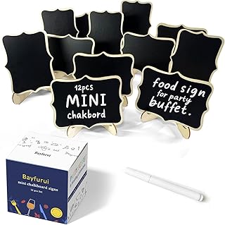 12pcs Mini Chalkboard Signs with Stand,Food Labels for Party Buffet, Food Tag/Name Card for Wedding Table, Name Tag Drink Labels Taco/Candy Bar/Bake Sale Food Sign, Catering Supplies Buffet Display
