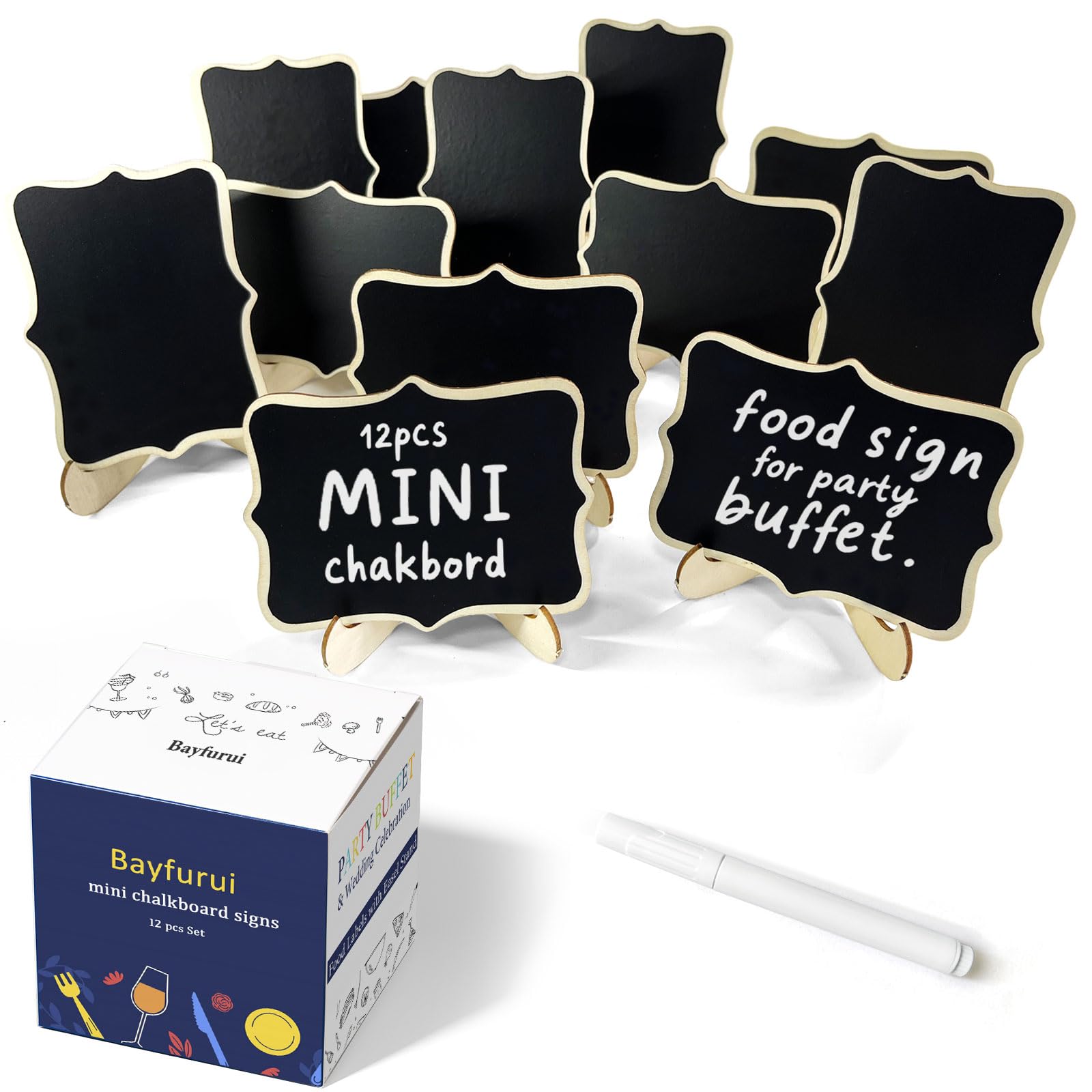 12pcs Mini Chalkboard Signs with Stand,Food Labels for Party Buffet, Food Tag/Na
