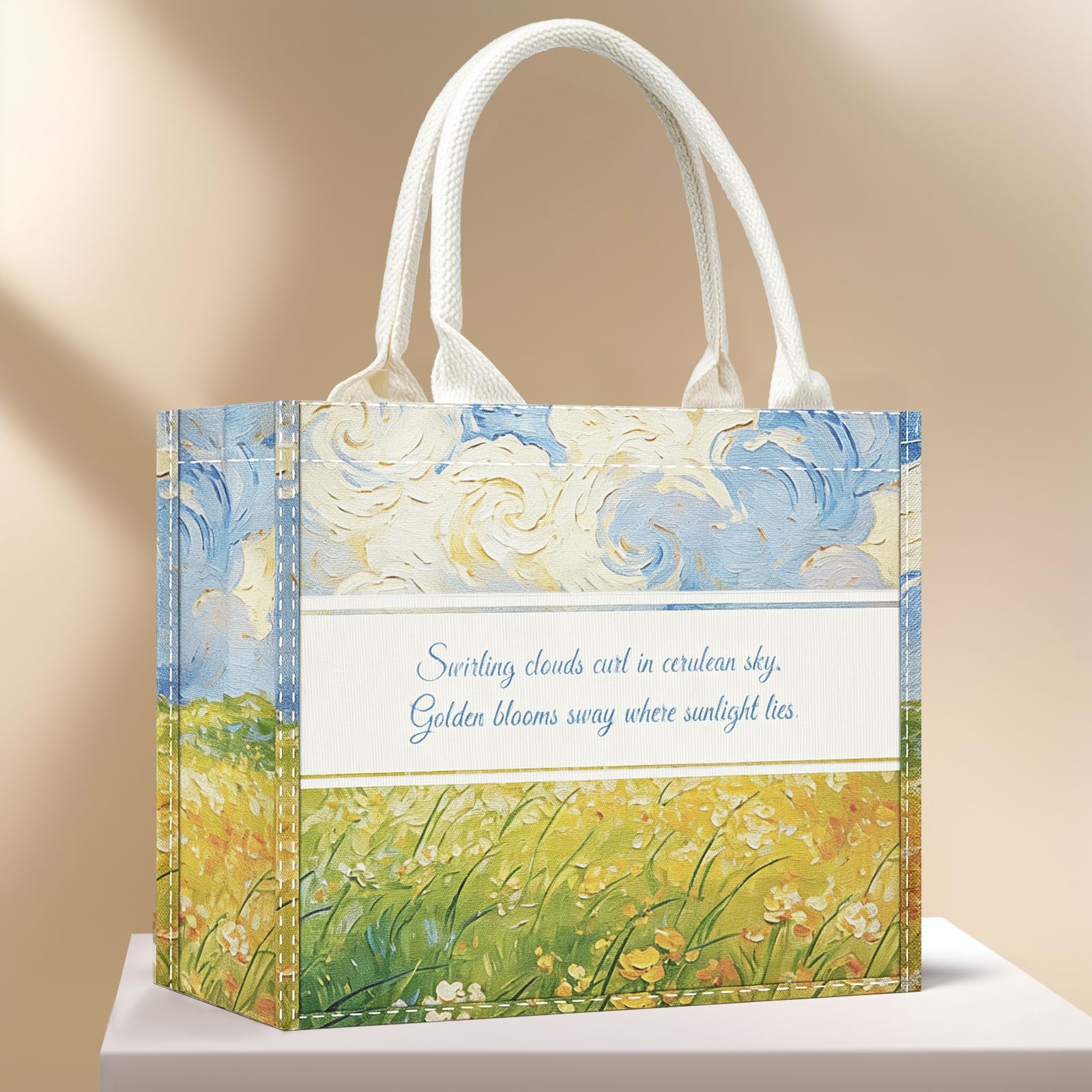 Canvas Tote Bag for Women, Reusable Handbag, Shopping Bags for Grocery Picnics, 