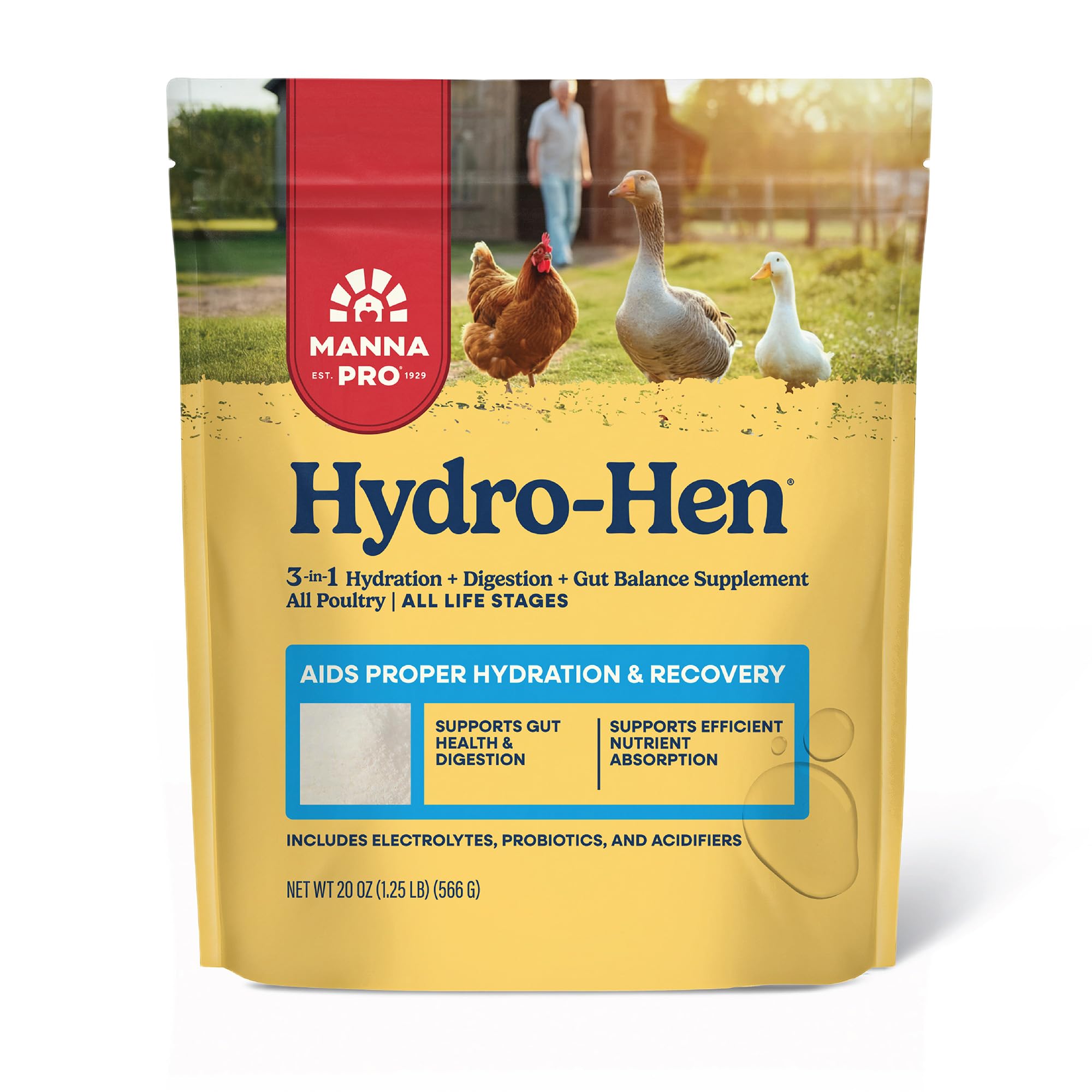 Manna Pro Hydro-Hen Poultry Supplement, Digestive & Probiotic, 20 oz | Electroly