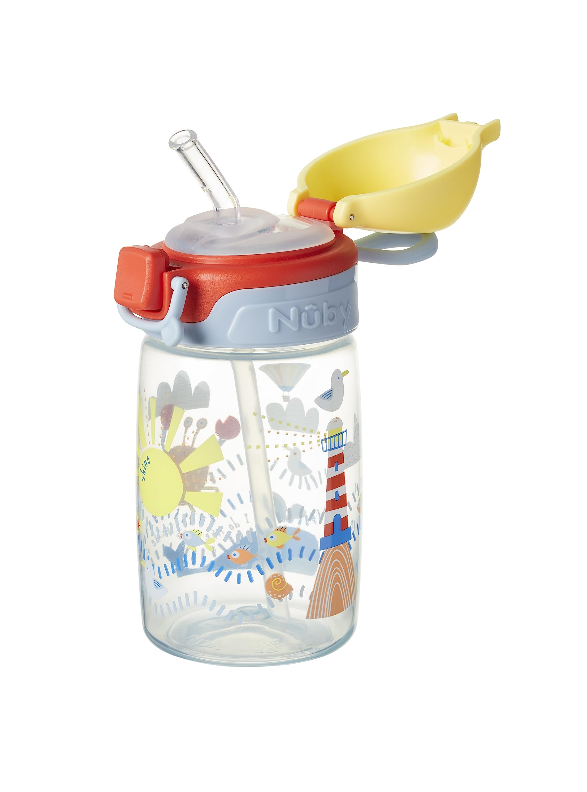 Nuby No Spill Super Straw Toddler Water Bottle, 360ml, 12M+, Sunshine | Spill Pr