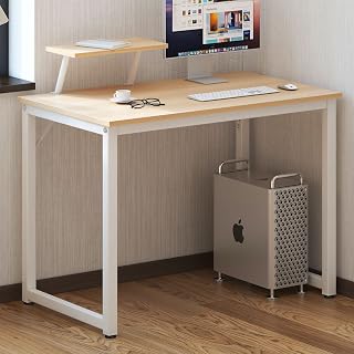 SogesHome Computer Desk Small Office Table 100cm Desk with Display Stand for Home Office