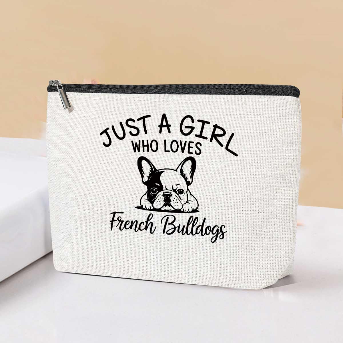 French Bulldog Makeup Bag for Women, Portable Cosmetic Bag, Travel Organizer, Cu
