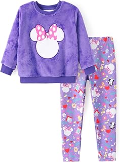 Disney Principessa Bambino Ragazza Vestito Camicia a Maniche Lunghe e Leggings 2PCS Ragazze Abbigliamento Ragazza Set Autunno Pullover Dailywear, Minnie-viola, 4-5 anni