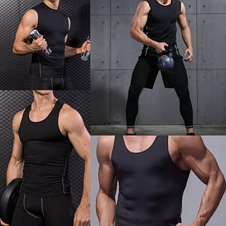 Compression Shirt T-Shirt Men's Sleeveless Running Shirt, Tank Top Breathable Elastic Quick Dry Functional Shirts Base Layer Sports Fitness