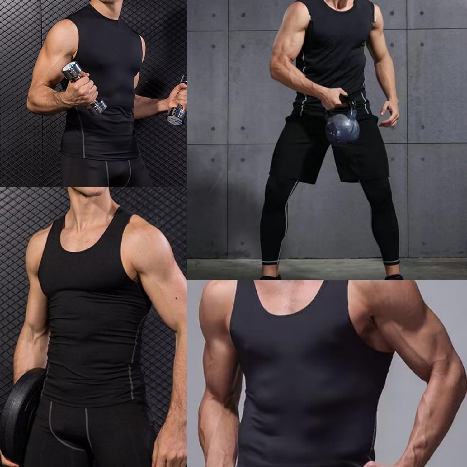 Compression Shirt T-Shirt Men's Sleeveless Running Shirt, Tank Top Breathable El