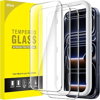 JETech Screen Protector for iPhone 18 Pro/17 Pro, 3-Pack | 9H Tempered Glass, HD Clear, Anti-Scratch Protection, Easy Installation Tool