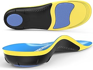 BestHalo Heavy Duty Plantar Fasciitis Insoles - 220+ lbs High Arch Support Orthotic Inserts for Pain Relief, Flat Feet, Heel Pain, Work Boots (Blue, Men 11-12.5 | Women 12-13.5)