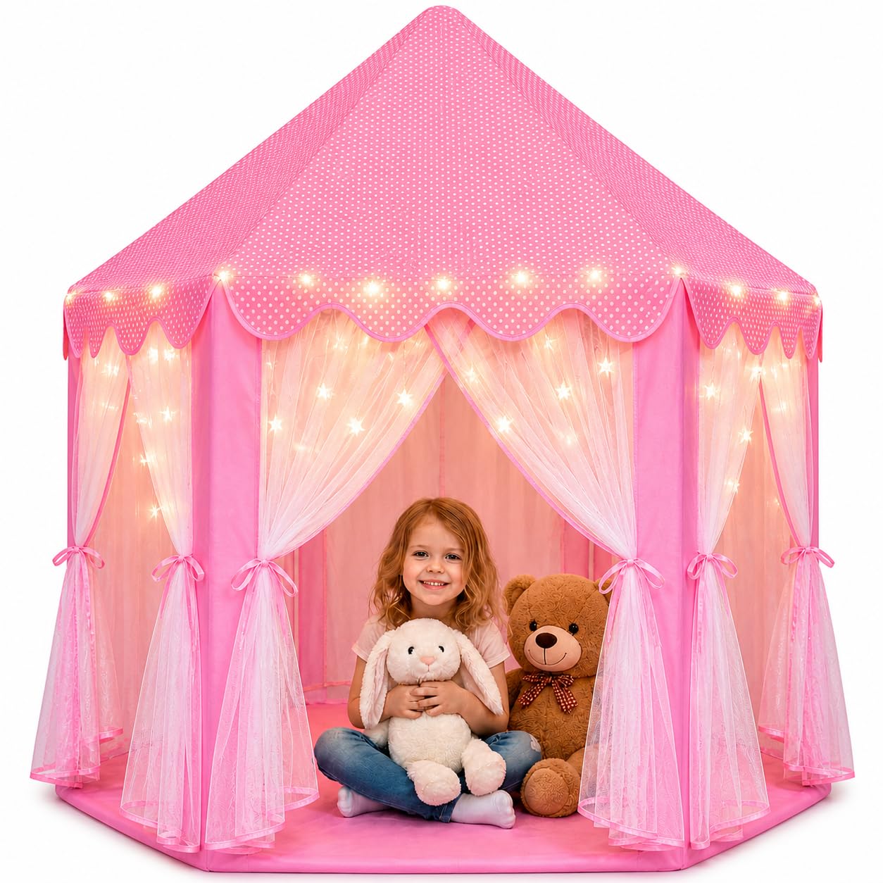 ORIAN Princess Tent for Girls, Kids Pink Play Tent, Ages 2–7, 55" x 53" | Childr