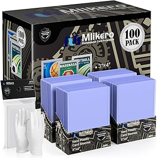 Mlikero 200 Pcs Cards Sleeves, 3" x 4" Inches Hard Plastic Card Sleeves, Premium Trading Cards Sleeves Fit for MTG, Football, Sports Cards (100 Hard Card Sleeves + 100 Clear Sleeves)