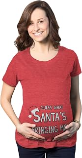 Crazy Dog Tshirts - Maternity Guess What Santa Bringing Pregnancy Announcement Funny Christmas Shirt (Red) - XL - Divertente Magliette di maternità